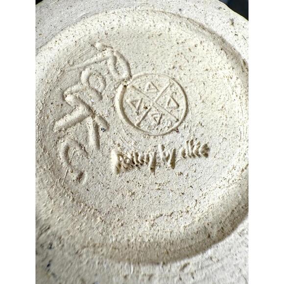 Canadian Raku Pottery by Elfée - Pierced Candle Holder Metallic Black Glaze - Picture 9 of 9